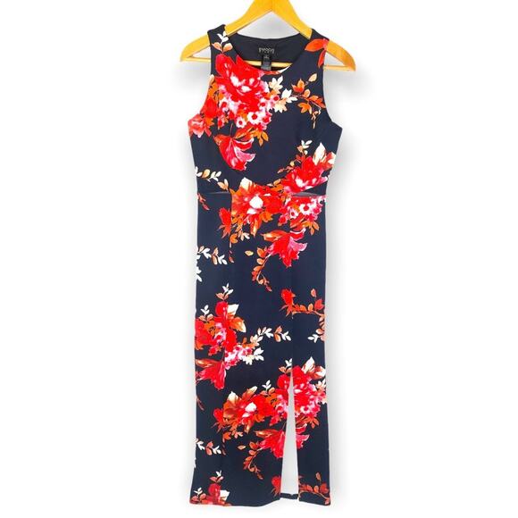 Enfocus Studio New Sleeveless Maxi Dress Size 6 Navy Blue Red Floral Print - Picture 2 of 12